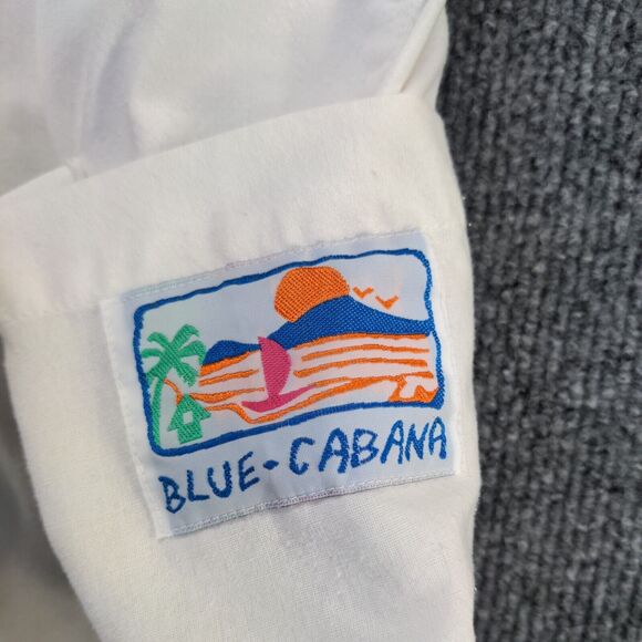 Blue Cabana Men's Shorts White Size M Poly Cotton Blend Pocket Vintage - Picture 10 of 13